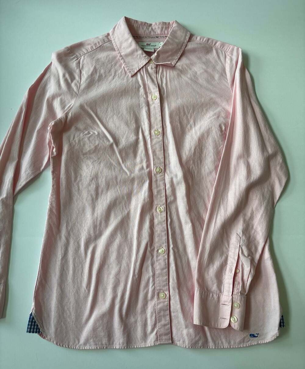 Vineyard Vines Women's Pink Long Sleeve Cotton Button-Down Shirt Size 8